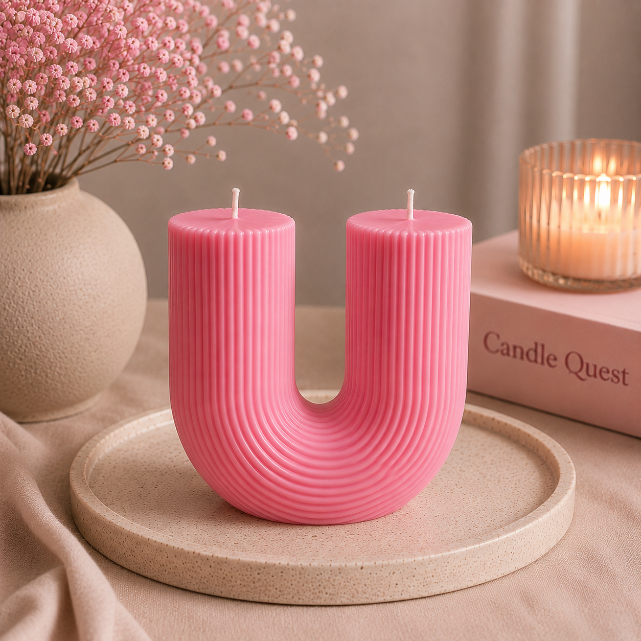 Sculptural Ribbed Candle