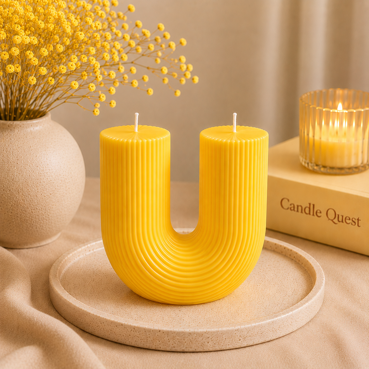 Sculptural Ribbed  Candle