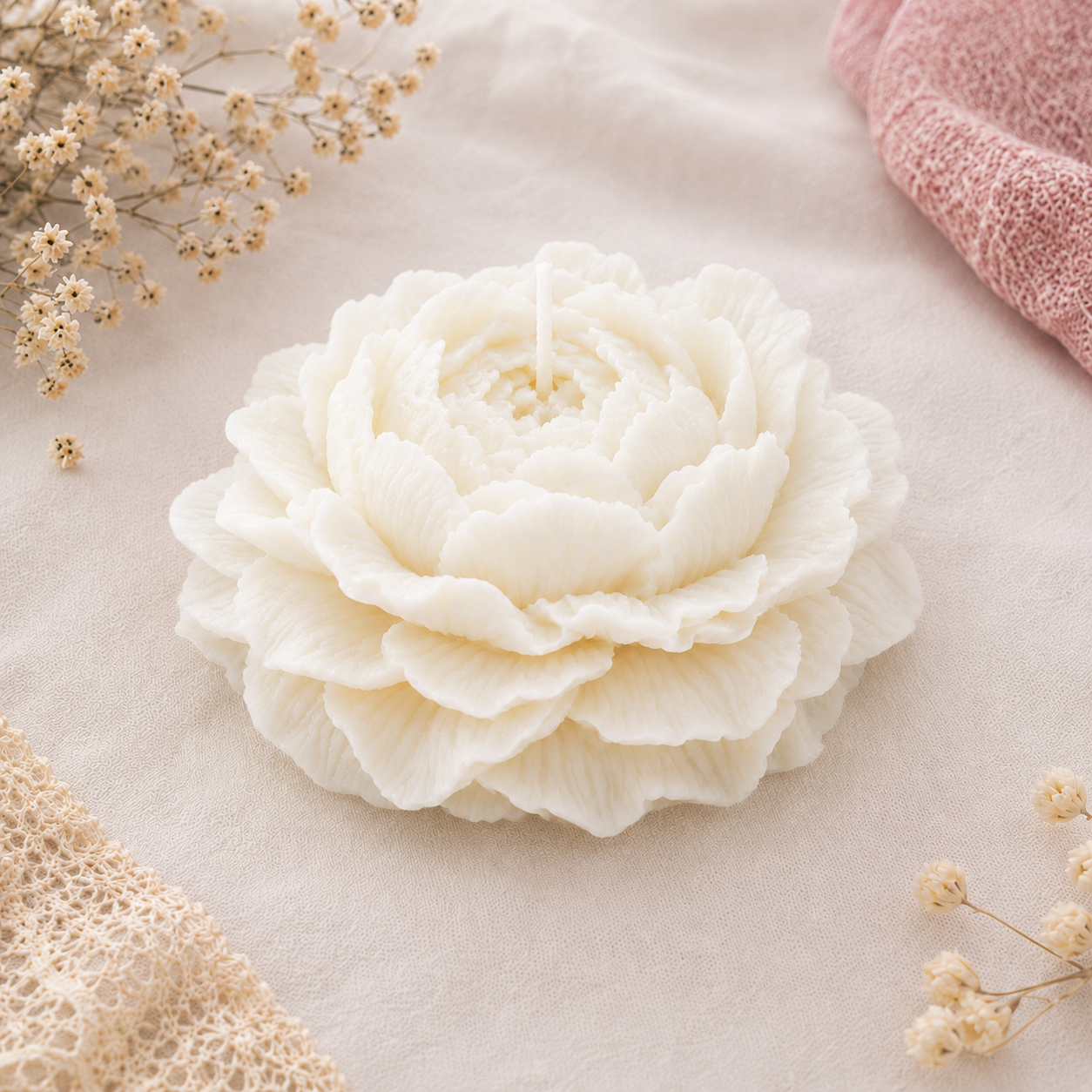 Peony Flower Candle